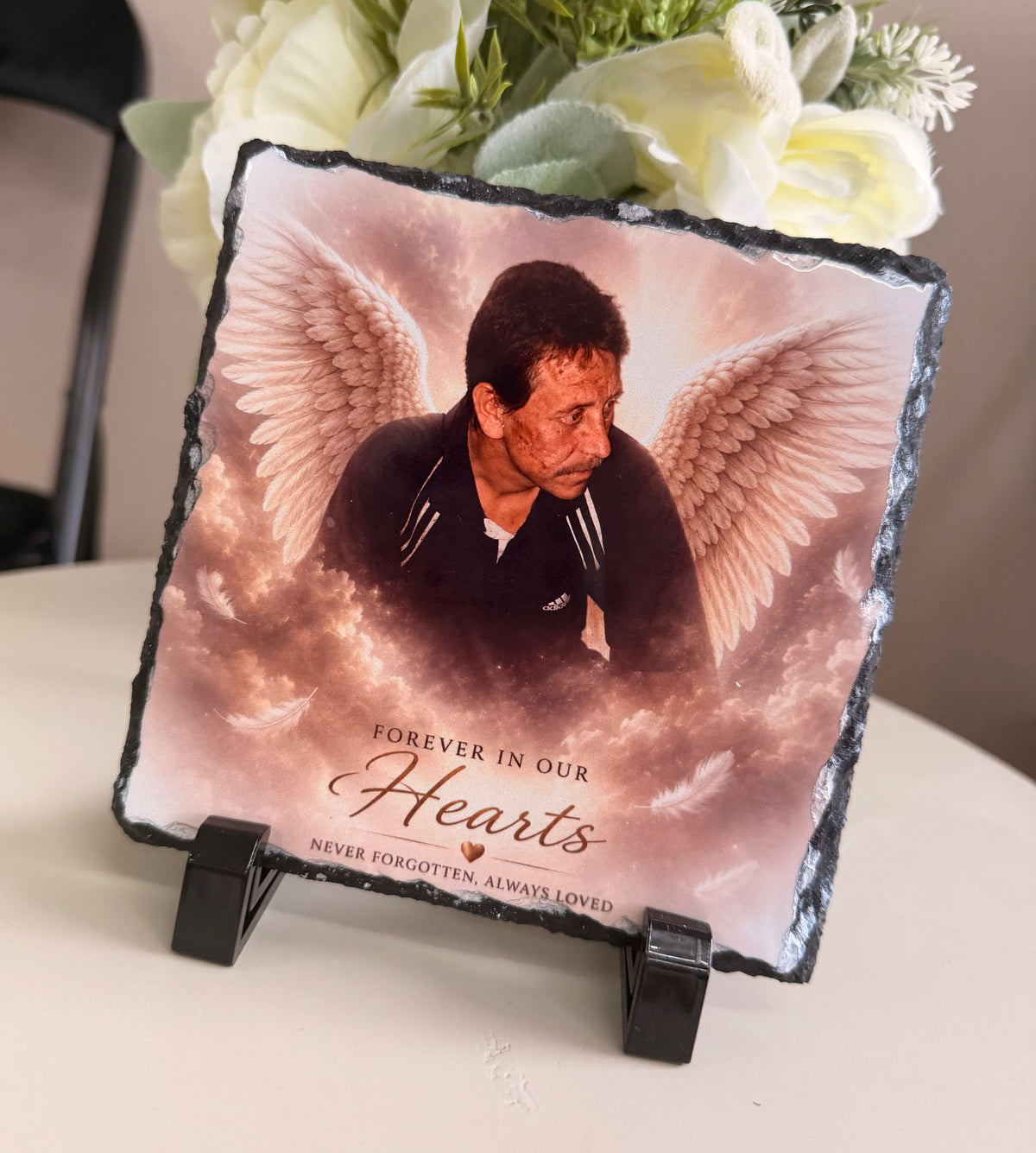 Angel wing memorial slate