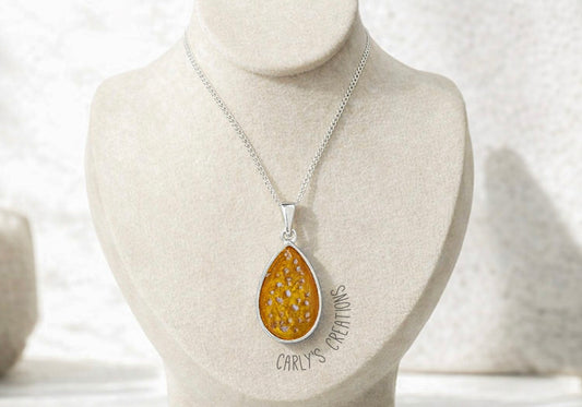 Large plain teardrop pendant necklace