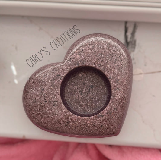 Heart tealight candle holder ashes keepsake