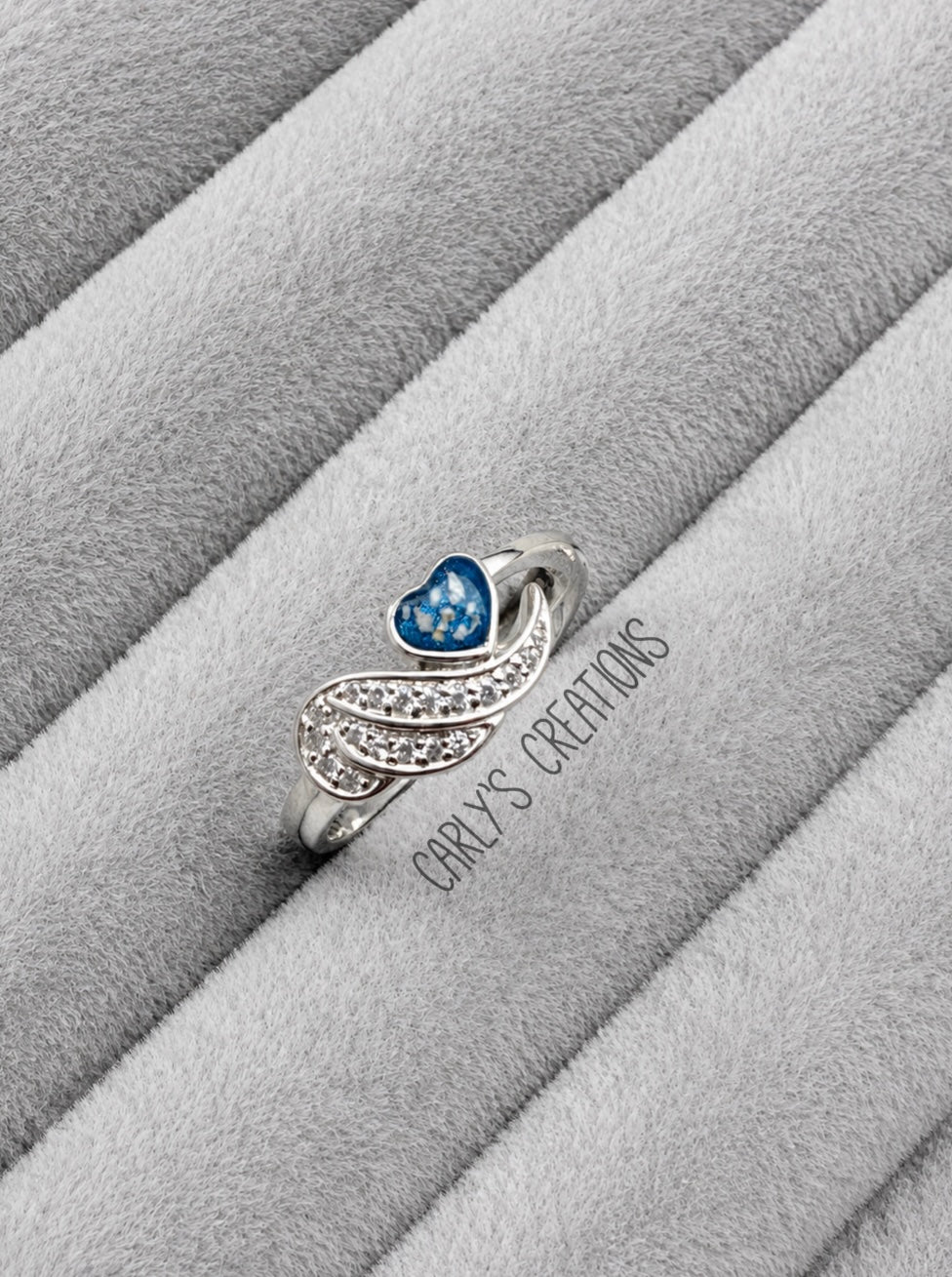 Angel wing heart ring