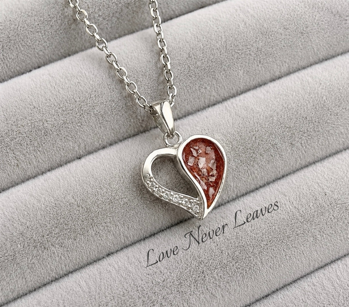 Half heart cz  pendant necklace