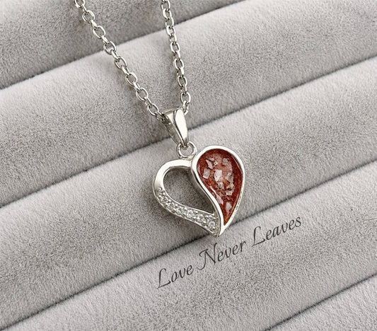 Half heart cz  pendant necklace