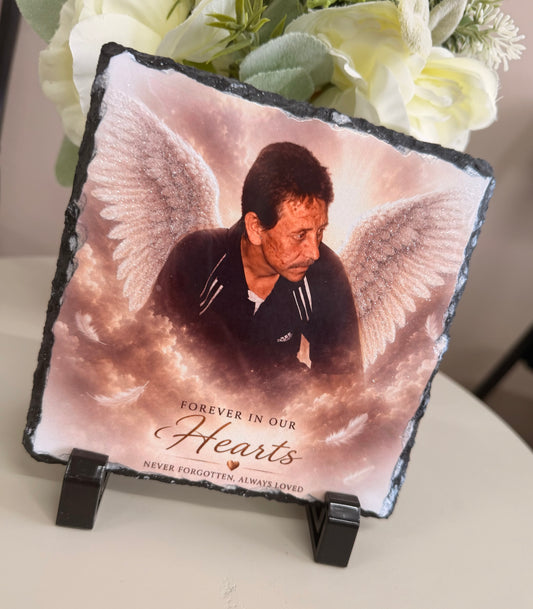 Angel wing memorial slate