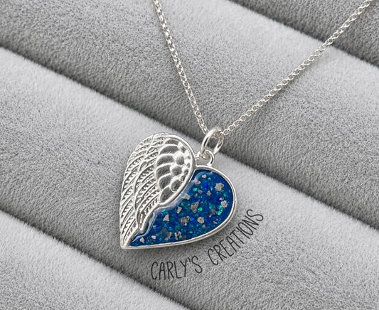 Angel wing heart necklace
