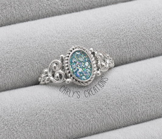 Oval Filagree bobble memorial ring