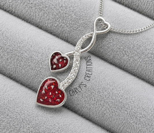 Double heart pendant necklace