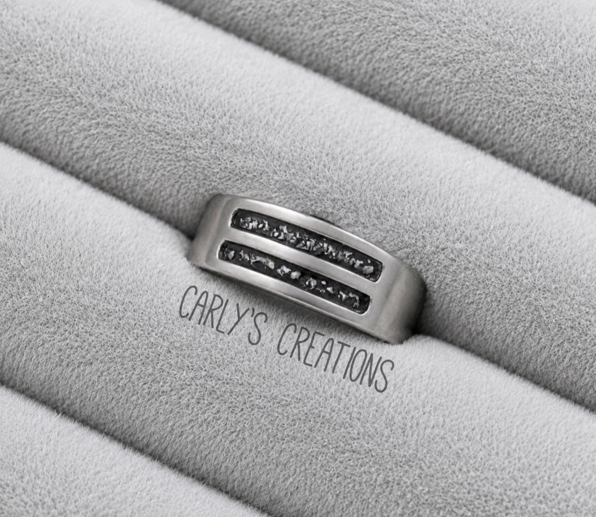 Gents Double Channel Half Band Memorial Ring