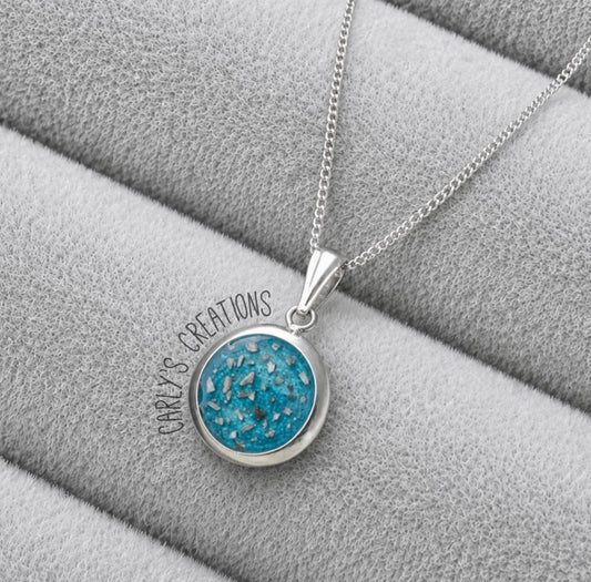 Solid  back round pendant necklace