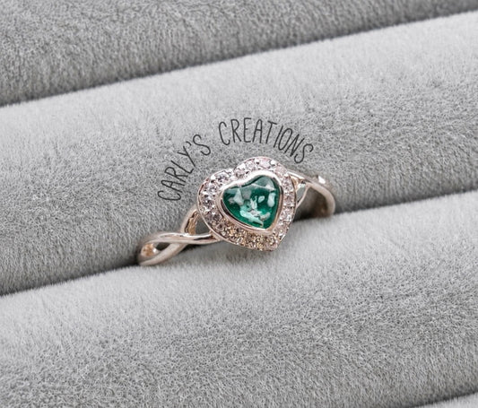 Infinity heart style memorial ring