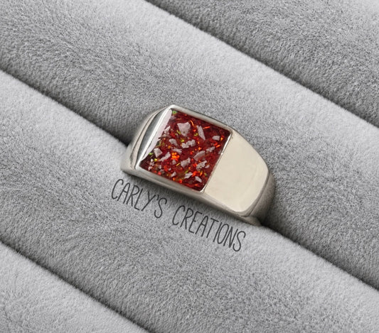 unisex square  memorial  ring