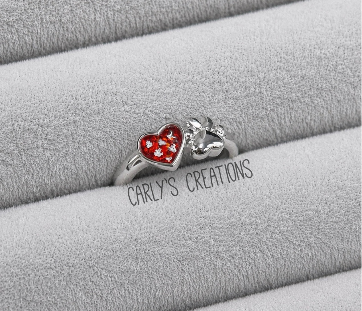 Paw & heart memorial ring