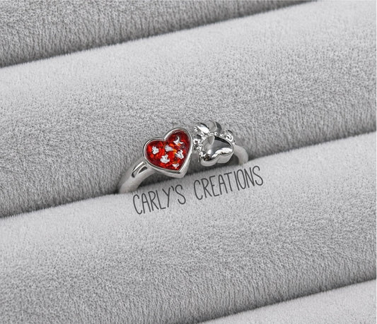 Paw & heart memorial ring