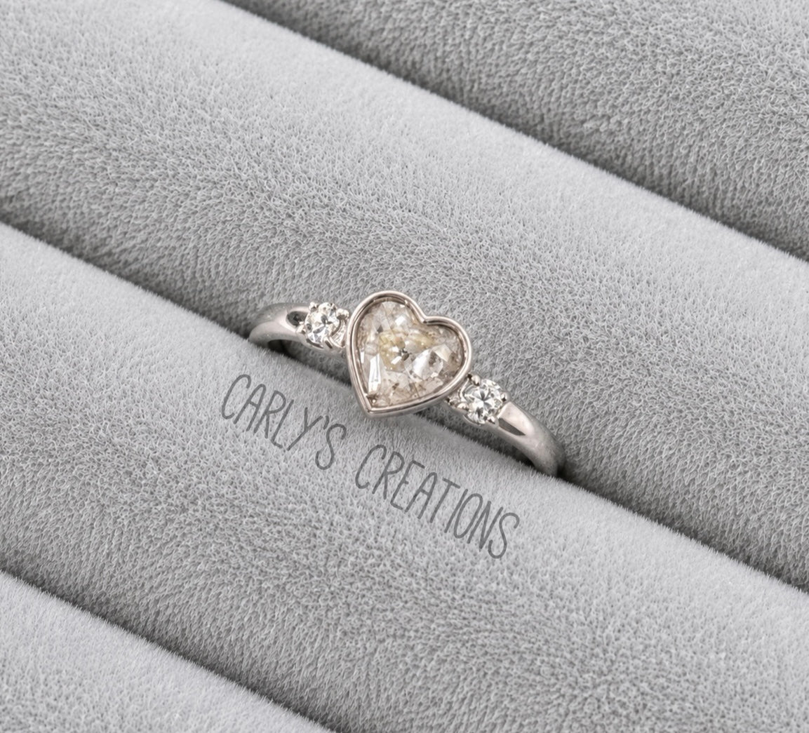 Double Gem Heart Memorial Ring