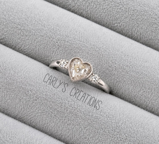 Double Gem Heart Memorial Ring