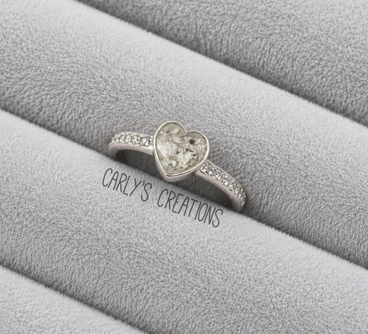 Heart Ring With Diamond  Band memorial ring