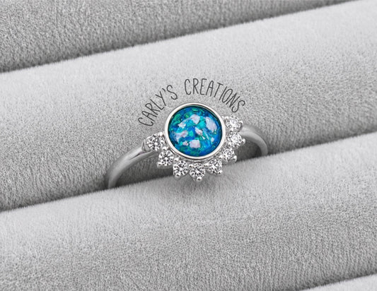 Half halo memorial ring