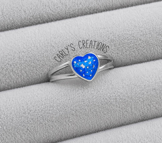 Split shank heart memorial ring