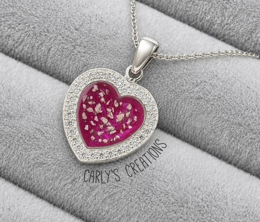 Heart with cz surround pendant necklace