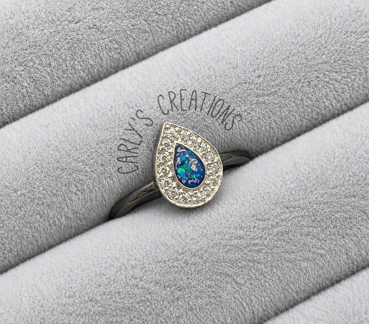 Teardrop cz memorial ring