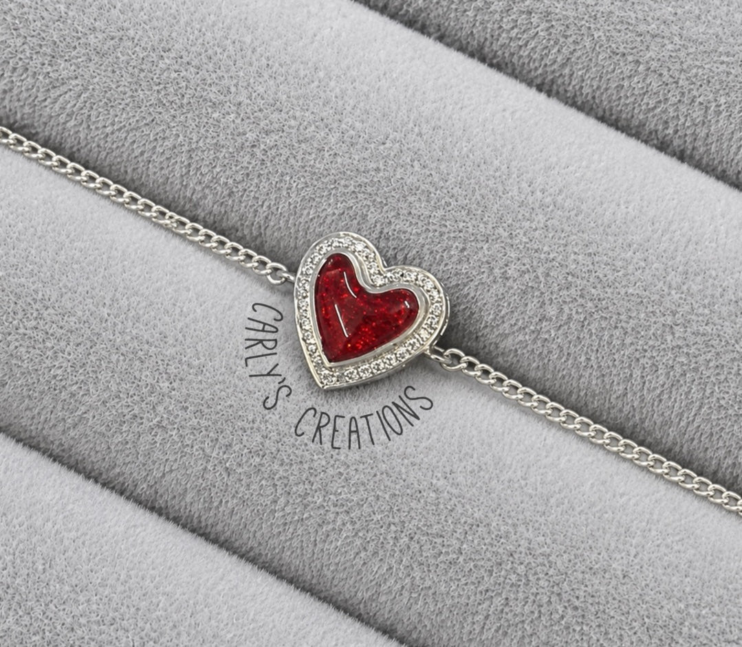 Adjustable Heart CZ Chain Bracelet
