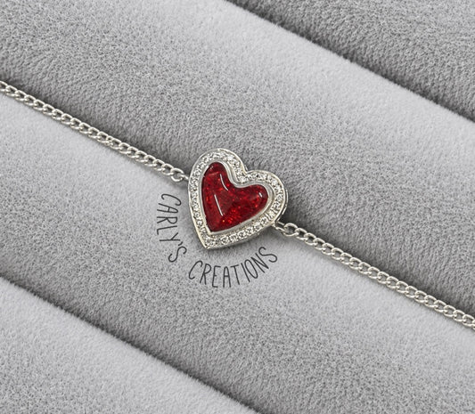 Adjustable Heart CZ Chain Bracelet