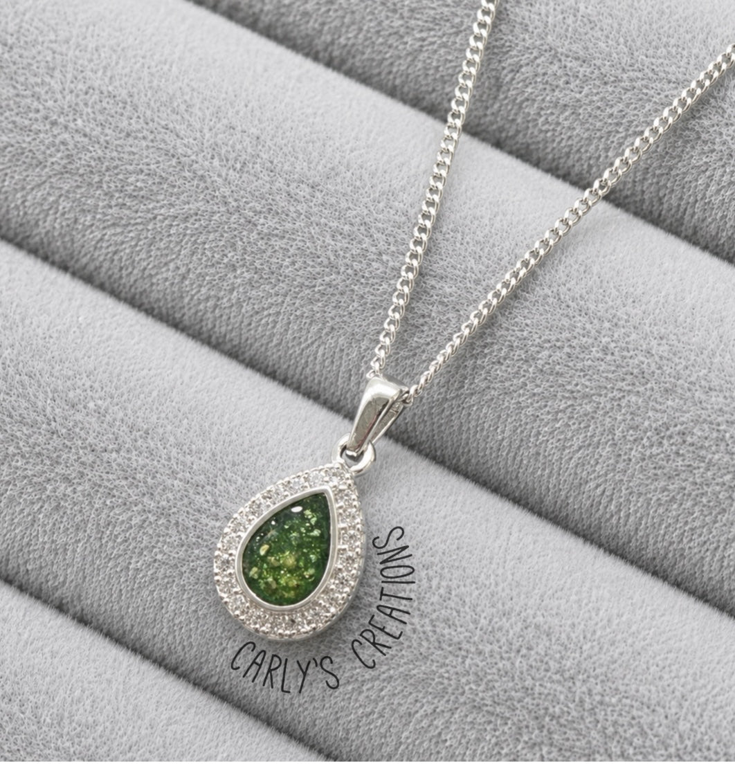 Teardrop with cz pendant necklace
