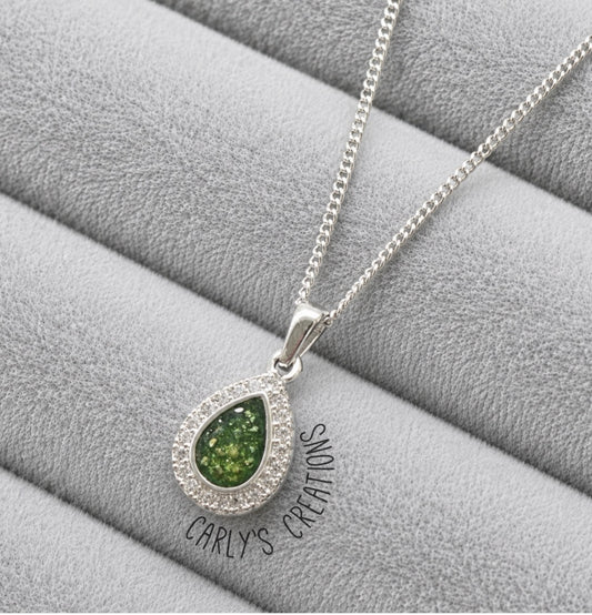 Teardrop with cz pendant necklace