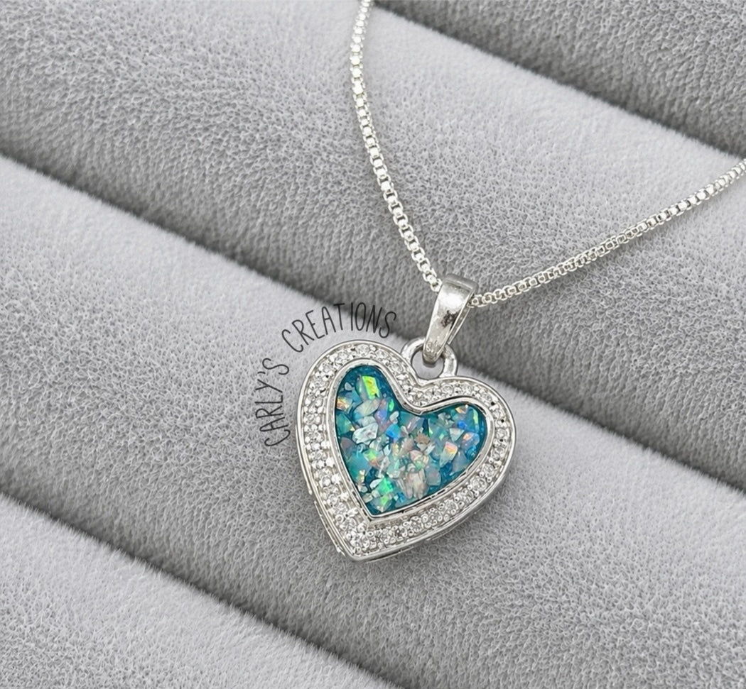 Silver Crystal Heart Necklace