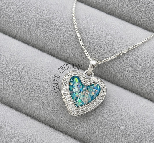 Silver Crystal Heart Necklace