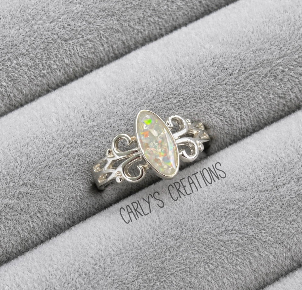 Oval marquise memorial ring