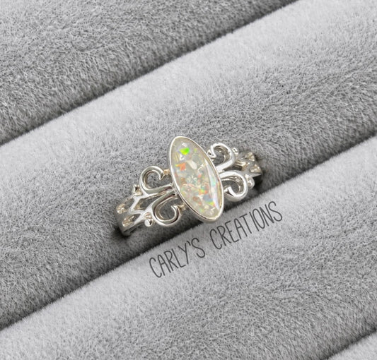 Oval marquise memorial ring