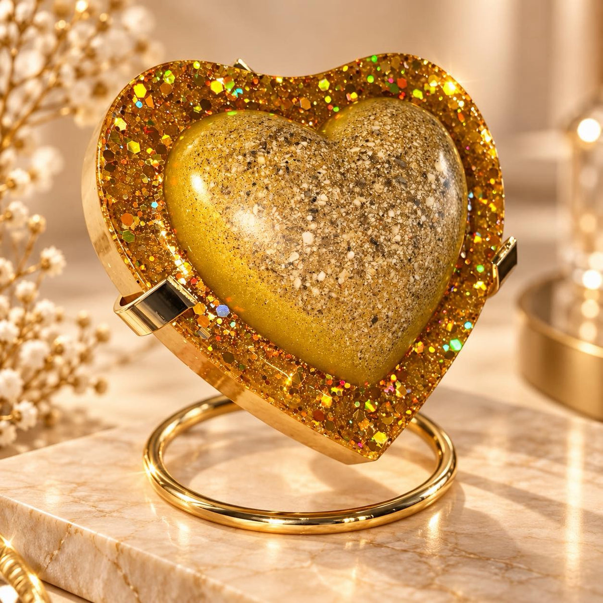 Heart within a heart keepsake with stand