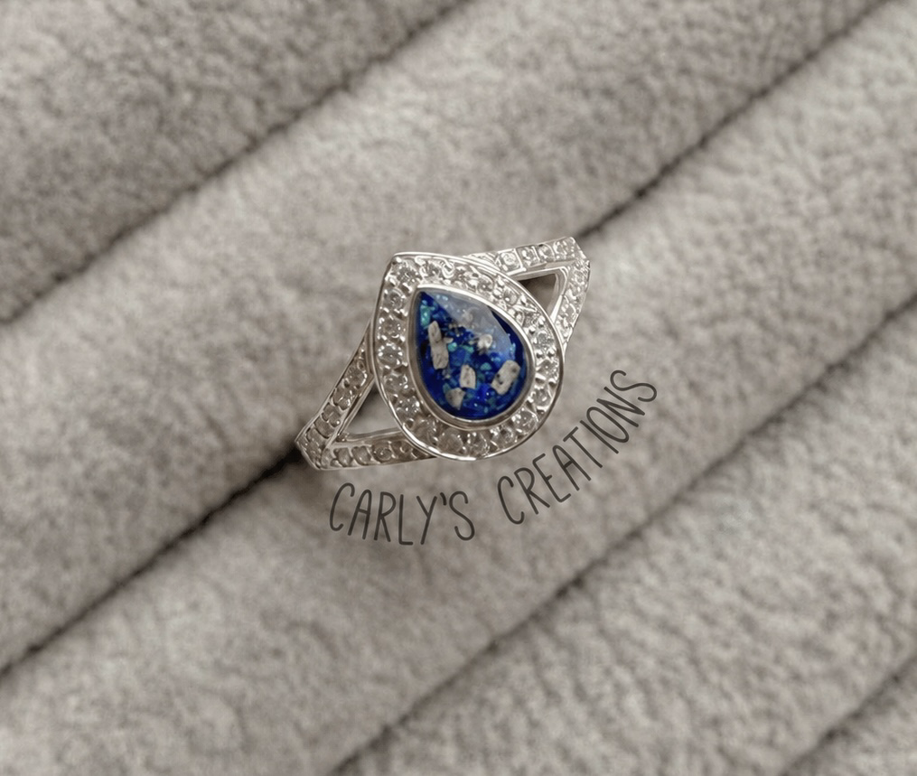 Split shank pear memorial ring