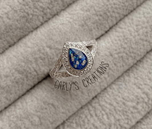 Split shank pear memorial ring