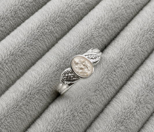 Double feather memorial ring