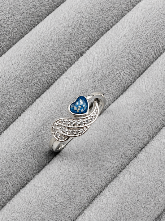 Angel wing heart ring