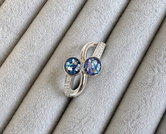 Double round twist memorial ring