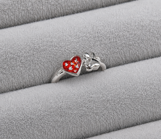 Paw & heart memorial ring