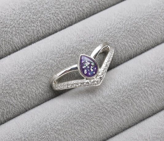Pear wishbone memorial ring