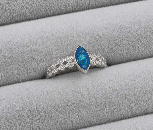 Double marquise band memorial ring