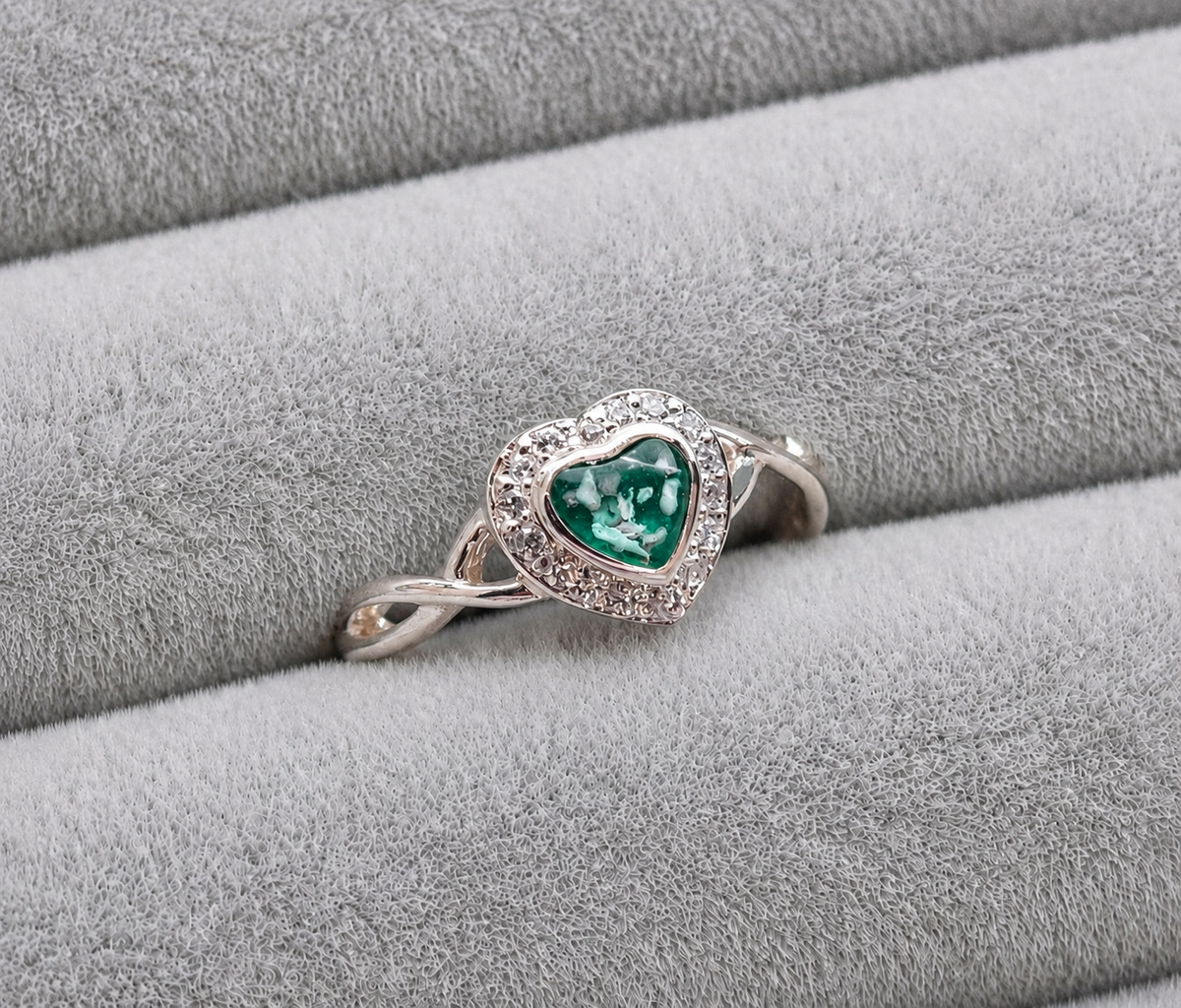 Infinity heart style memorial ring