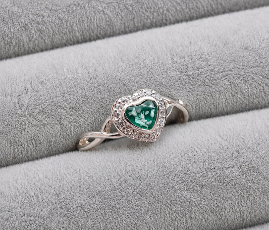 Infinity heart style memorial ring