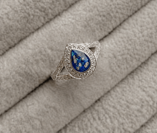 Split shank pear memorial ring