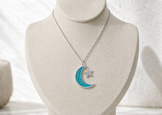 Moon & star pendant necklace