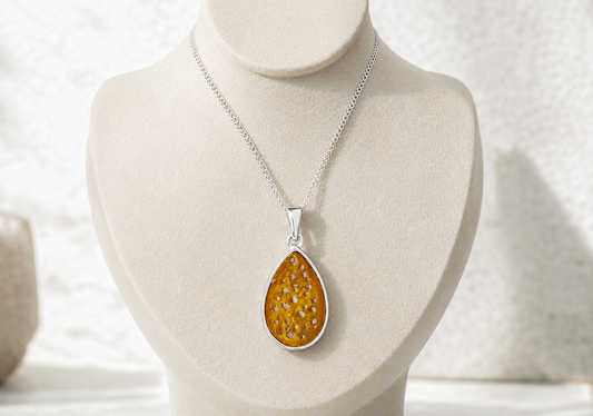 Large plain teardrop pendant necklace