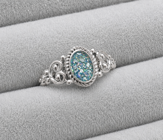 Oval Filagree bobble memorial ring