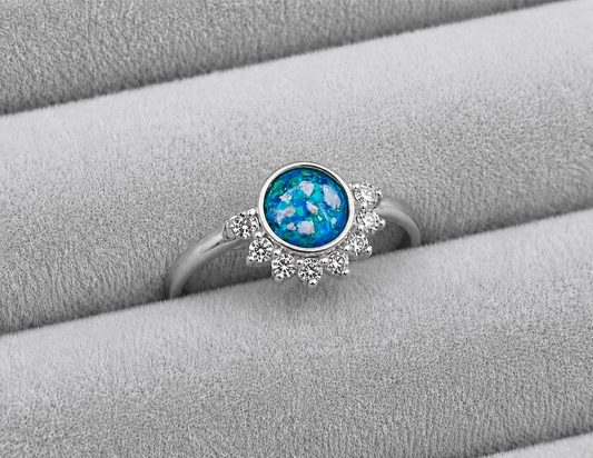 Half halo memorial ring