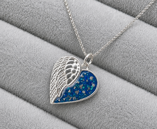 Angel wing heart necklace
