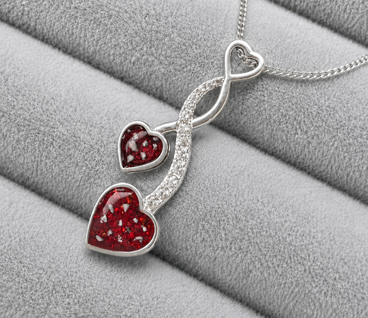 Double heart pendant necklace