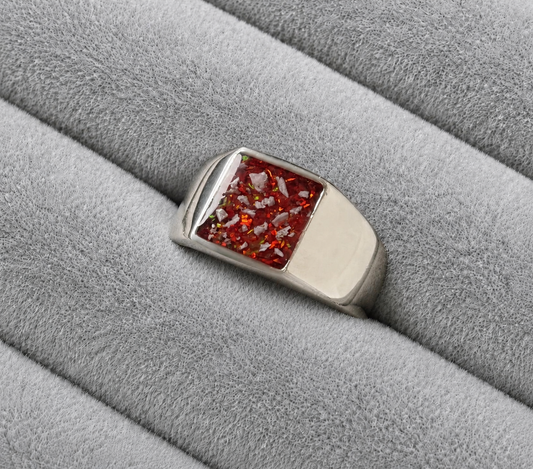 unisex square  memorial  ring